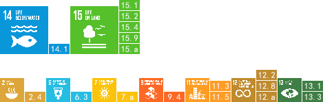 14.LIFE BELOW WATER,14.1,15.LIFE ON LAND,15.1,15.2,15.4,15.9,15.a2.ZERO HUNGER,2.4,6.CLEAN WATER AND SANITATION,6.3,7.AFFORDABLE AND CLEAN ENERGY,7.a9.INDUSTRY, INNOVATION AND INFRASTRUCTURE,9.4,12.RESPONSIBLE CONSUMPTION & PRODUCTION,12.2,12.8,12.a,13.CLIMATE ACTION,13.1,13.3